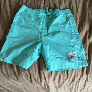 Turquoise Men's Swim Trunks with Logo Patch